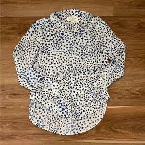 Anthropologie Cloth & Stone sz S Button Down Smudge Dot Long Sleeve Blouse